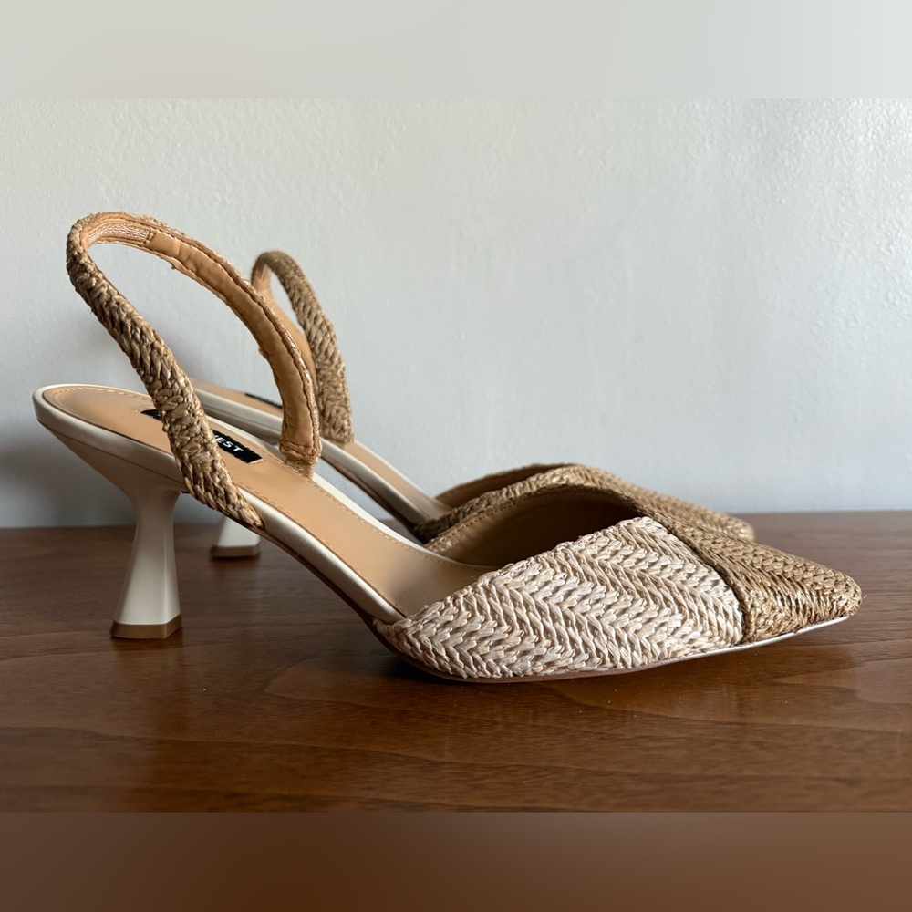 ✨ Nine West Maoua Woven Slingback Pumps - NWOT - Natural (Size 11) - Picture 4 of 6